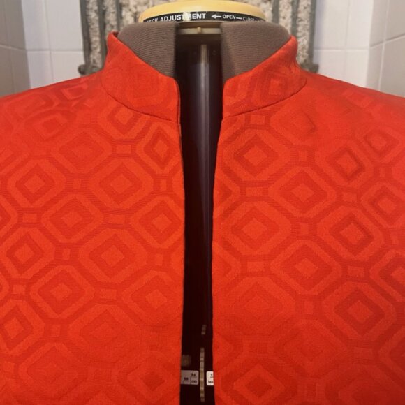 KASPER. Size 16. Red Open Front Lined Jacket. Nehru Collar. DB - Picture 2 of 6